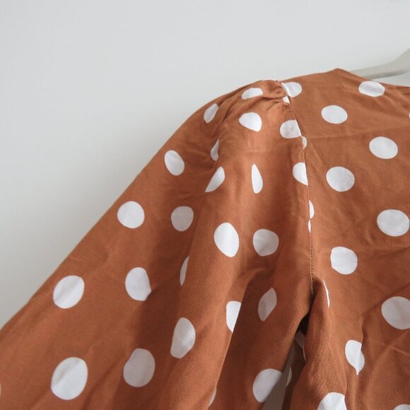 FOR LOVE & LEMONS Isabella Cropped Blouse in Mustard Polka Dot - Size XS - Picture 13 of 16